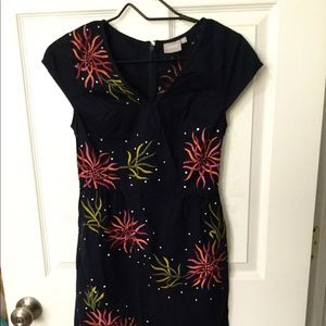 Costume made blue print dress